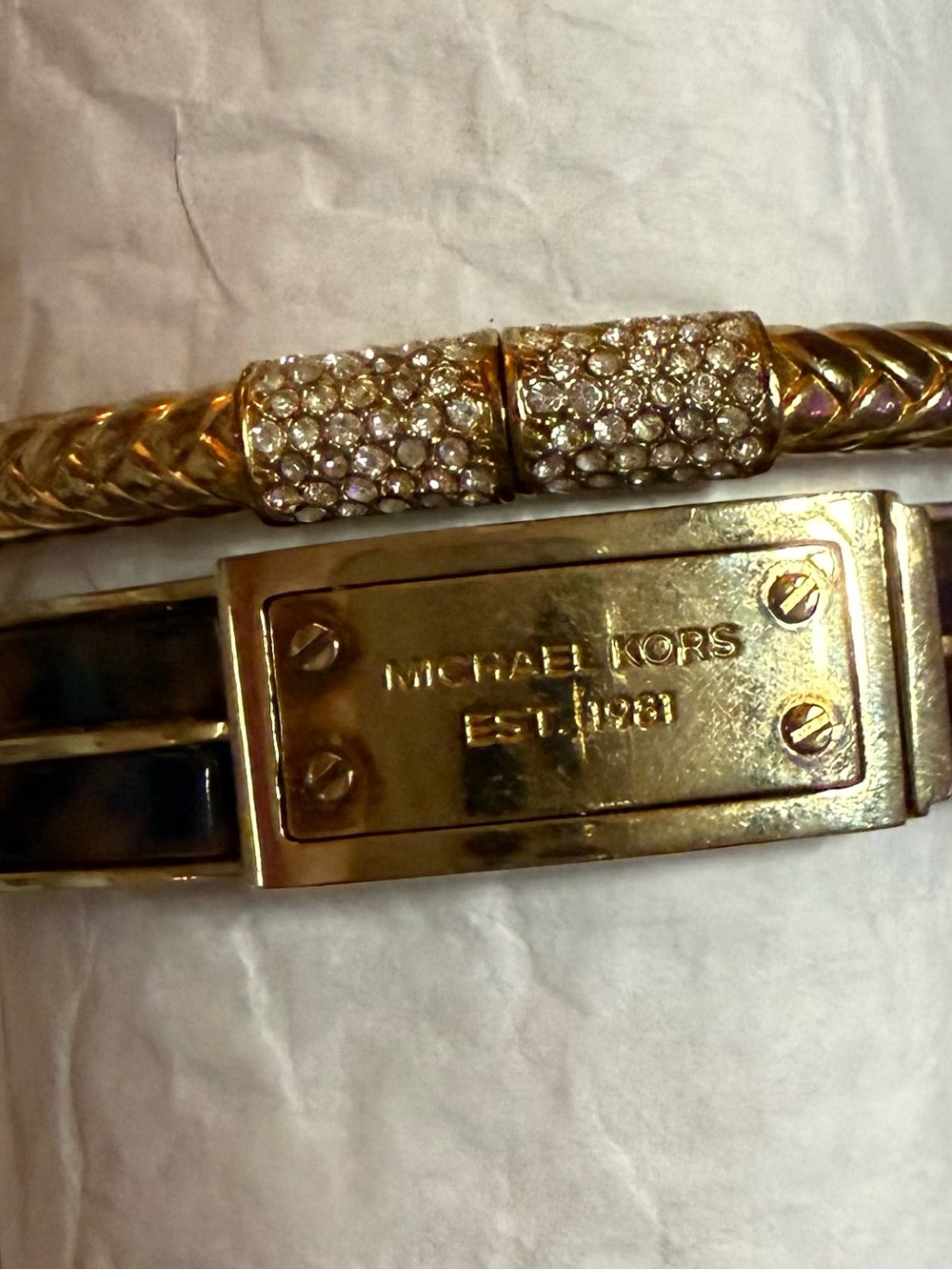 Michael Kors Gold-Tone Pavé Crystal Bangle Bracelet